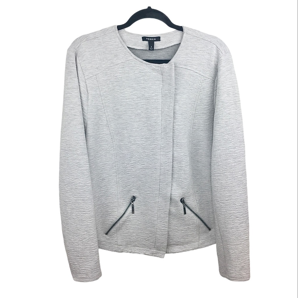 Torrid Dove Gray Jersey Knit Moto Zip Jacket SZ 3